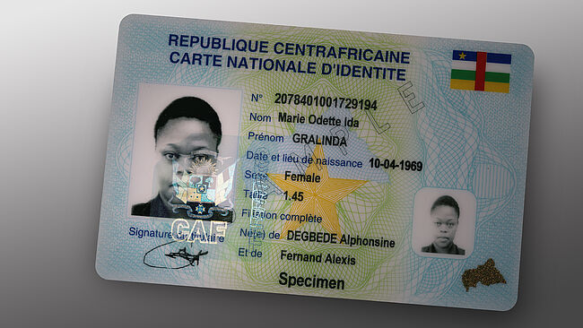 Image d'une carte d'identité centrafricaine avec KINEGRAM