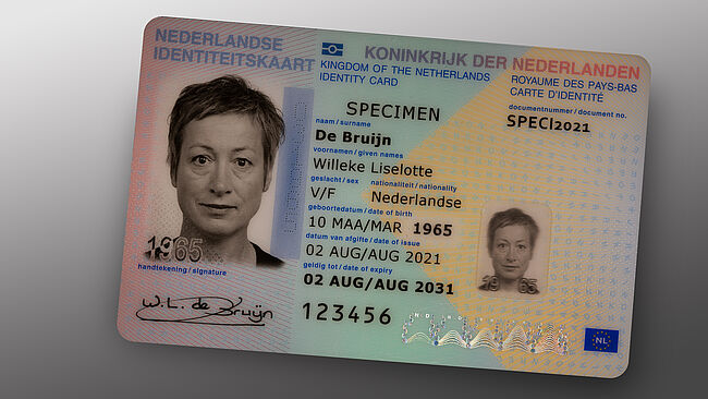 Image d'une carte d'identité néerlandaise avec KINEGRAM