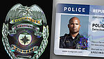 Imagen de la tarjeta de identificación de policía de muestra con una función de seguridad de KINEGRAM que parece tridimensional