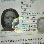 Image of South African Passport, which is secured by a KINEGRAM PCI.