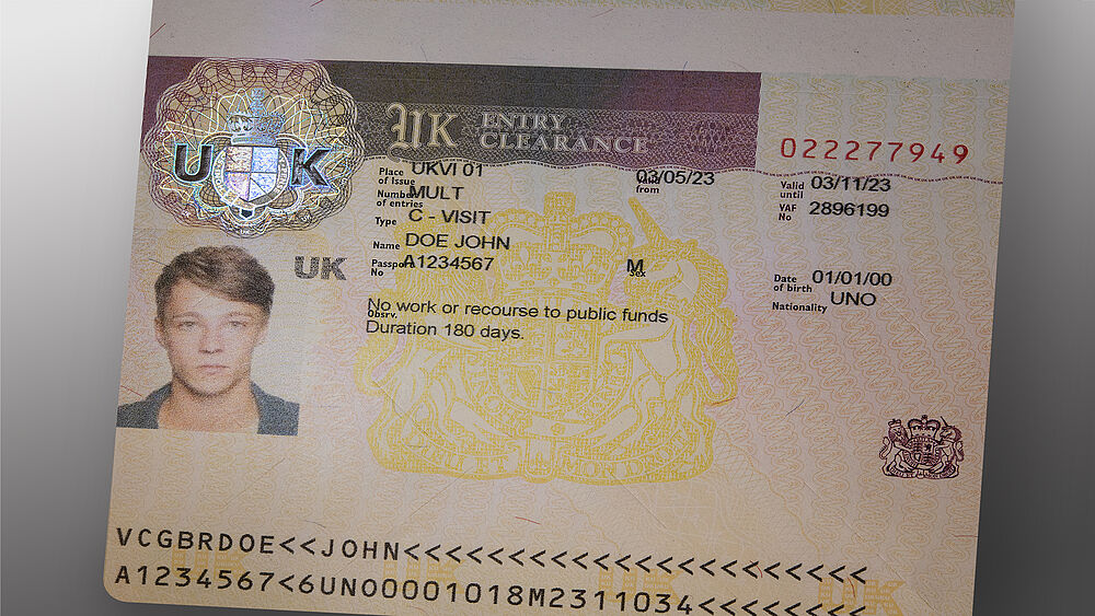British visa with KINEGRAM using the KINEGRAM ZERO.ZERO technology