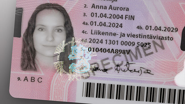 Image of a fully transparent KINEGRAM protecting the portrait of an ID document.