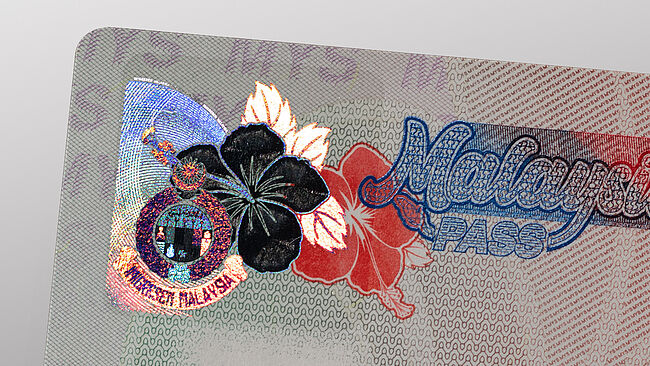 Malaysia Visa with KINEGRAM PATCH with KINEGRAM ZERO.ZERO