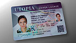 Image of a driver's license sample card secured by a Transparent KINEGRAM Overlay (KINEGRAM TKO) combined with KINEGRAM ZERO.ZERO partial metallization