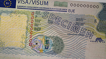 Visa UE avec KINEGRAM Image de visa UE avec l'élément de sécurité KINEGRAM
