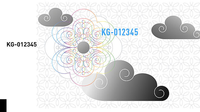 Image graphique représentant un motif KINEGRAM avec deux numéros de série individuels de couleurs différentes