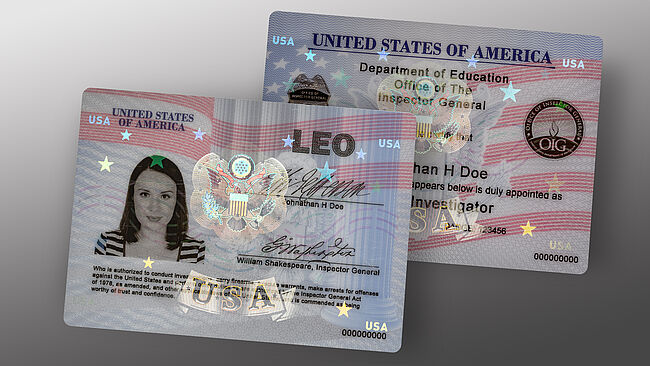 US Law Enforcement ID card with Full Data Protection (FDP)