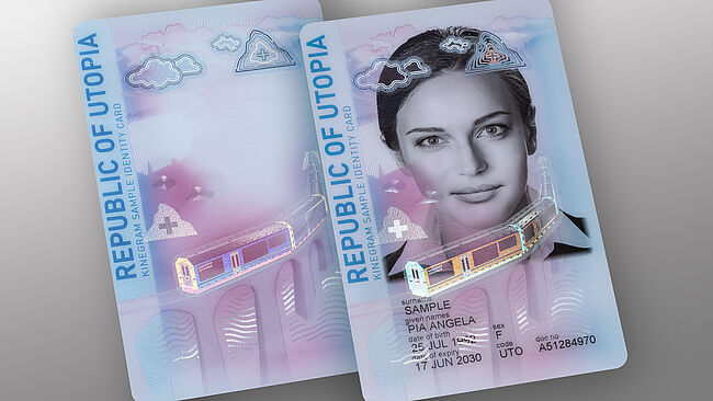 "An Amazing Journey" - The new sample ID card in portrait format protected with KINEGRAM PCI with Full Data Protection (FDP)