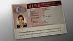 Imagen del parche de seguridad KINEGRAM de muestra para la protección de pegatinas de visado que muestran un diseño circular que combina líneas metalizadas e impresas
