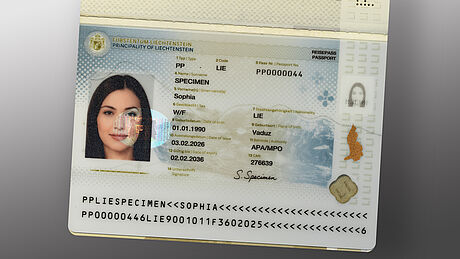 Liechtenstein Passport protected with a KINEGRAM PCI