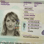 Depiction of Swedish Passport, secured by a KINEGRAM PCI combination security feature.