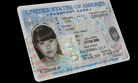 United States Passport Card protected wth a KINEGRAM