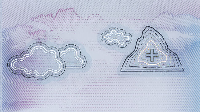 Close-up of a sample ID card with KINEGRAM: the security print and the fine metallic lines are harmoniously combined.