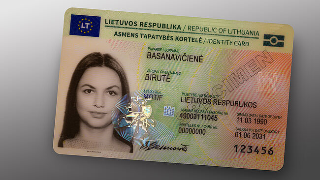Image of Lithuanian ID card - Partially metallized KINEGRAM features are rapidly becoming the state-of-the-art authentication device.